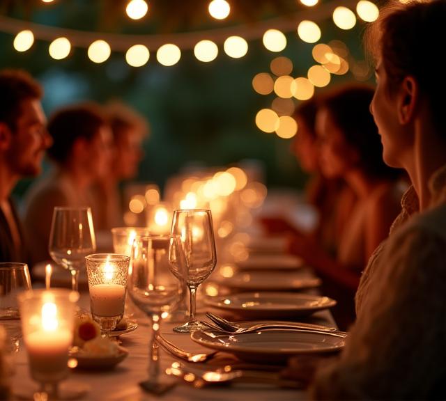 Dîner intime avec éclairage d'ambiance