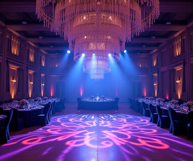 Réception de gala avec éclairage architectural