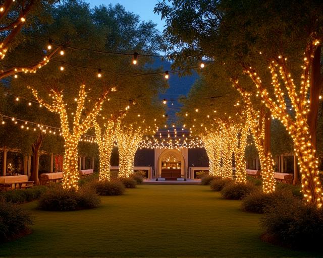 Mariage romantique avec guirlandes lumineuses