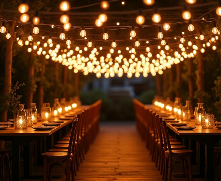 Mariage vintage avec voûte lumineuse